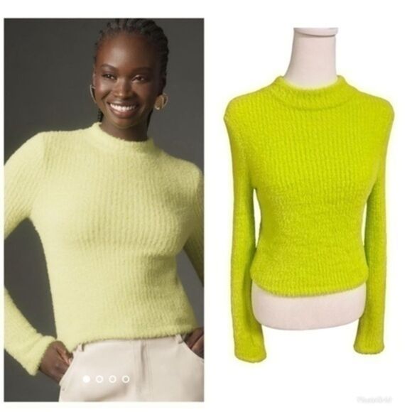 Anthropologie Sweaters - Anthropologie Mock-Neck Fuzzy
Sweater small neon lime
